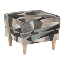 Füles fotel puffal, szövet barna-zöld minta, ASTRID