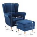 Füles fotel puffal, szövet kék, ASTRID
