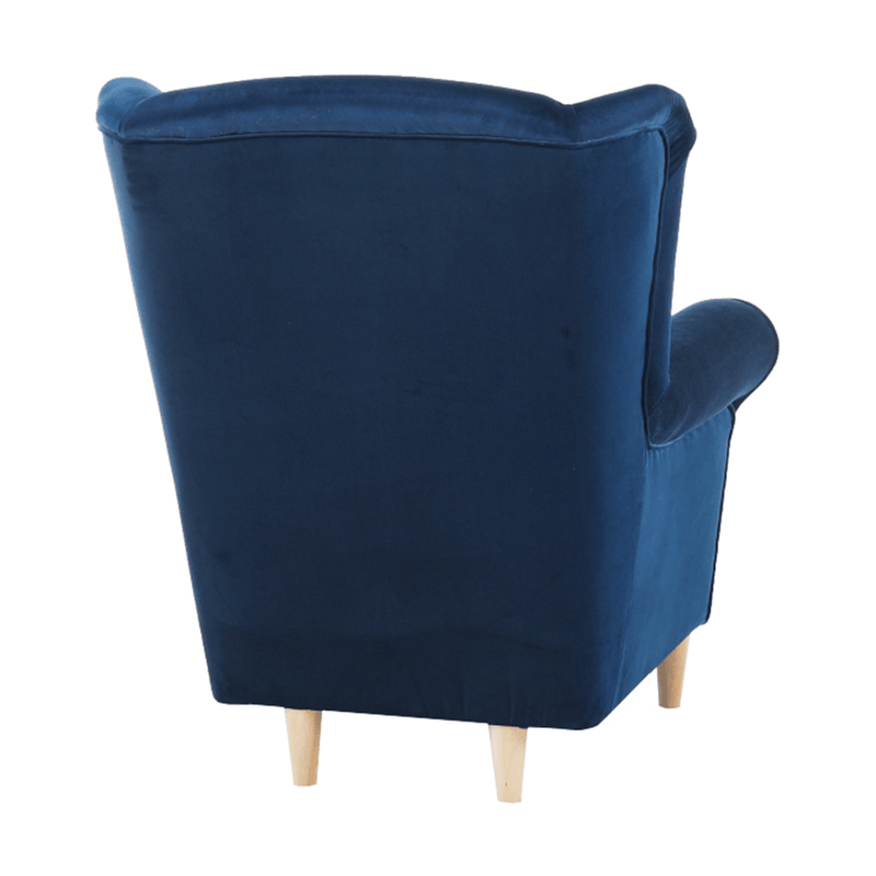 Füles fotel puffal, szövet kék, ASTRID