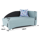 Heverő ágyfunkcióval, mentol/szürke, jobbos, BELLA