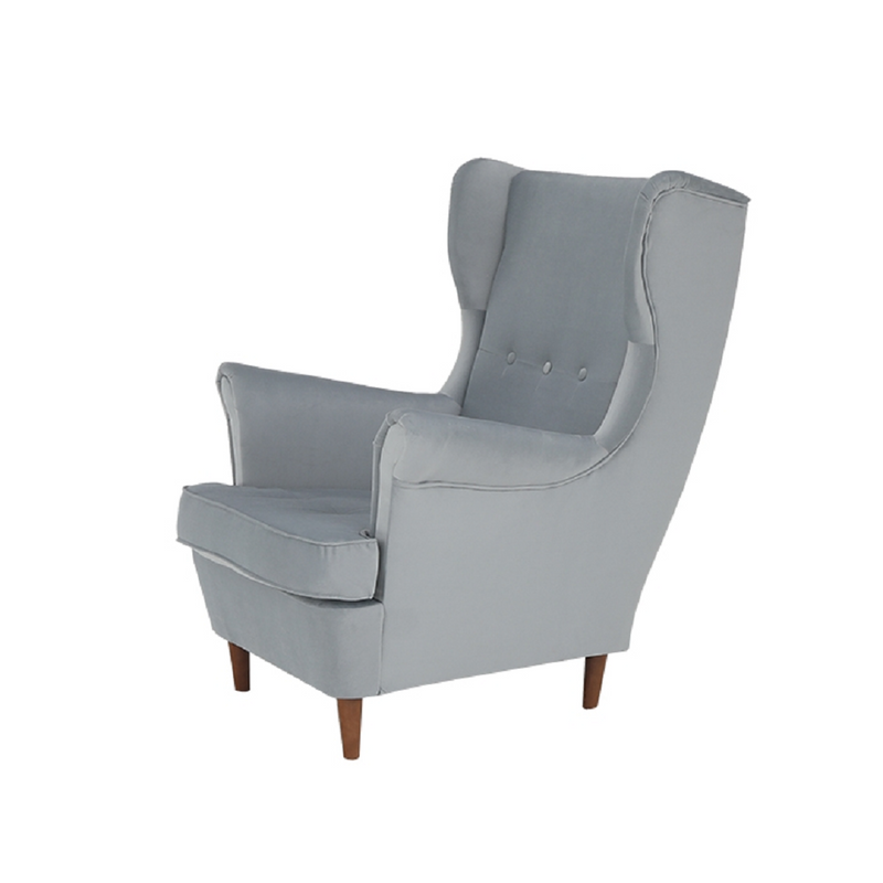 Füles fotel, világosszürke/dió, RUFINO 3 NEW