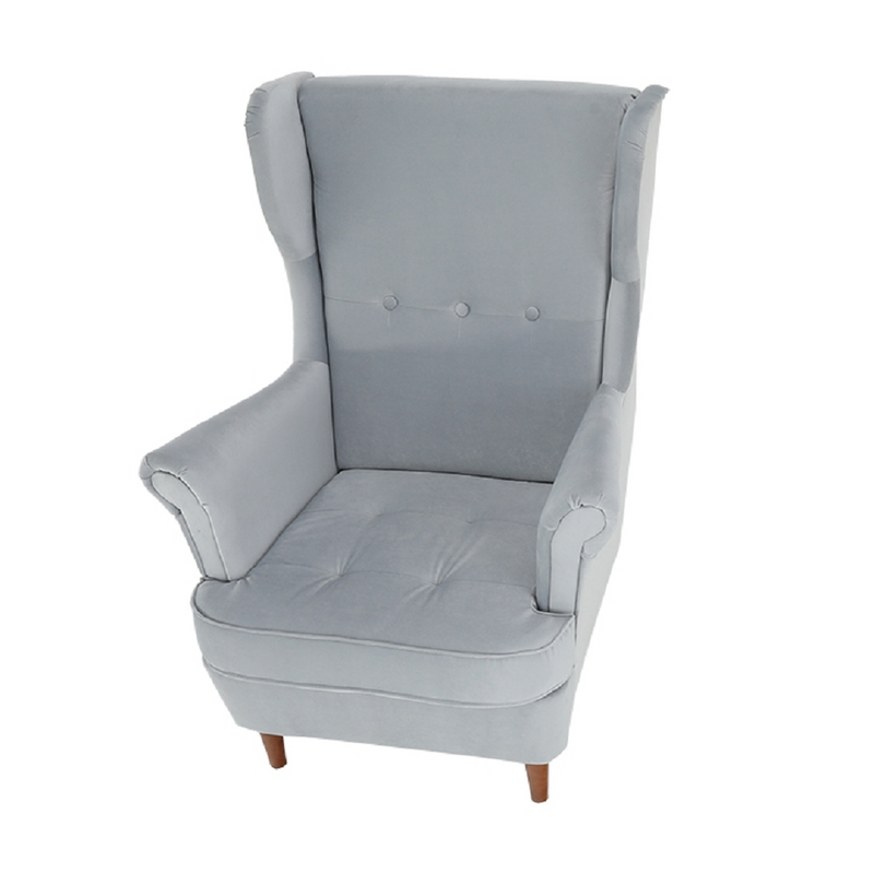 Füles fotel, világosszürke/dió, RUFINO 3 NEW