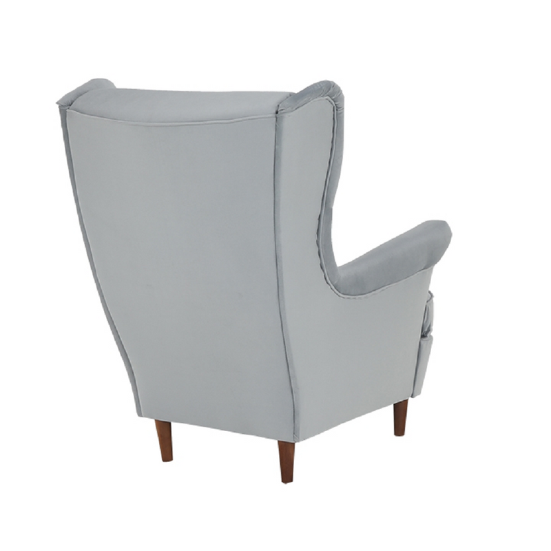 Füles fotel, világosszürke/dió, RUFINO 3 NEW