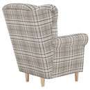 Füles fotel, szövet barna kocka, CHARLOT