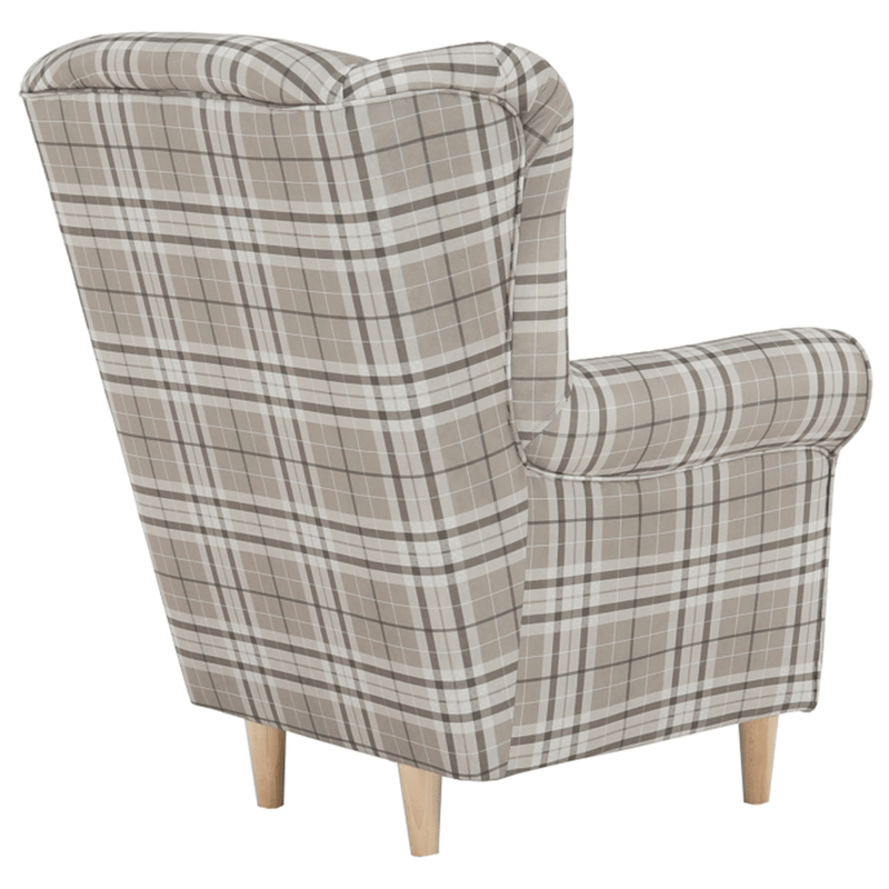 Füles fotel, szövet barna kocka, CHARLOT