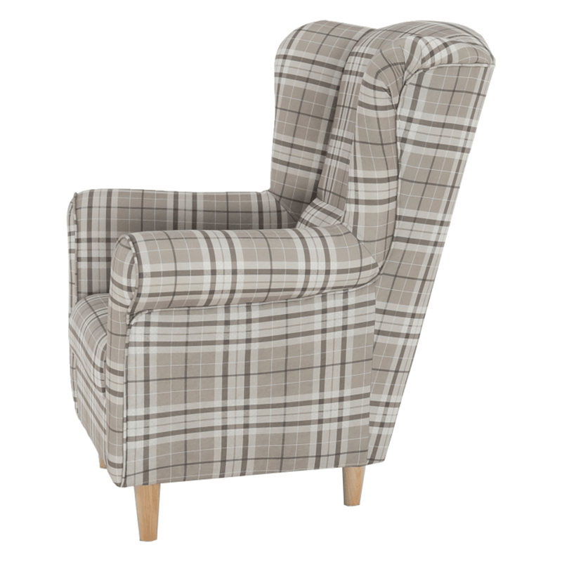 Füles fotel, szövet barna kocka, CHARLOT