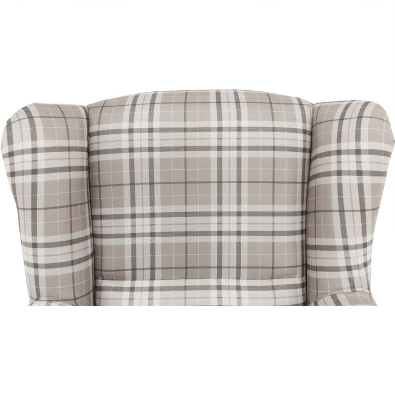 Füles fotel, szövet barna kocka, CHARLOT