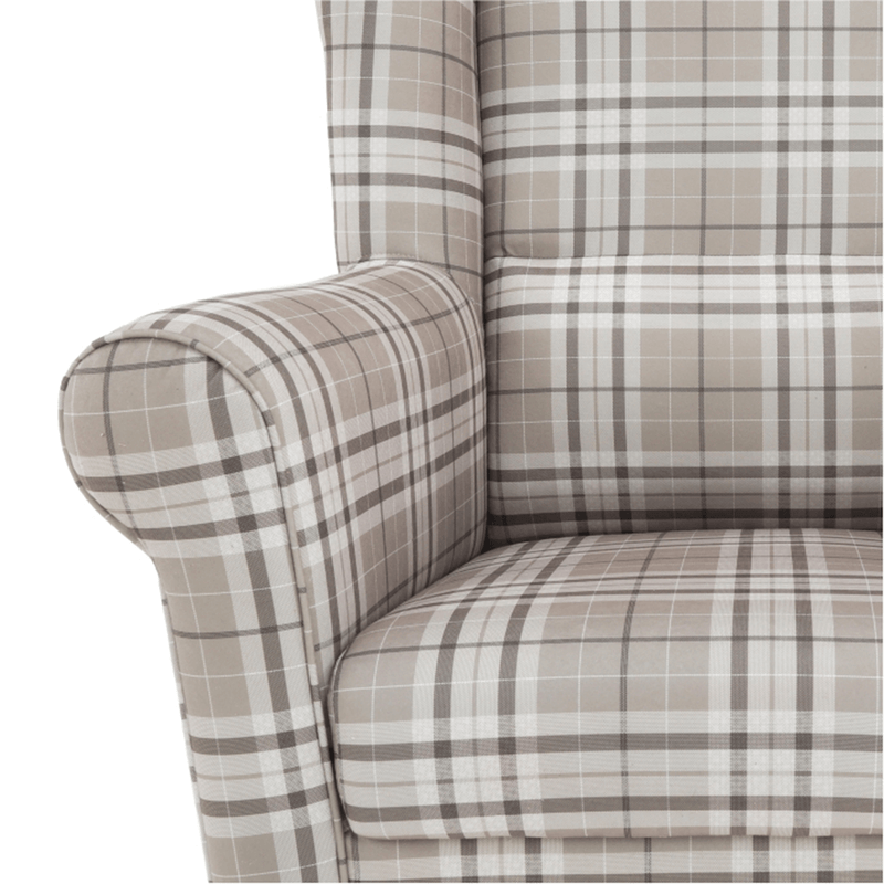 Füles fotel, szövet barna kocka, CHARLOT