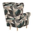 Füles fotel, szövet barna-zöld minta, CHARLOT