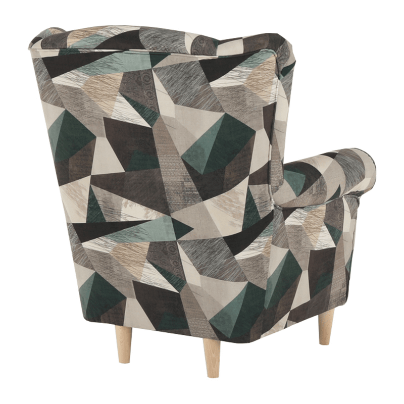 Füles fotel, szövet barna-zöld minta, CHARLOT