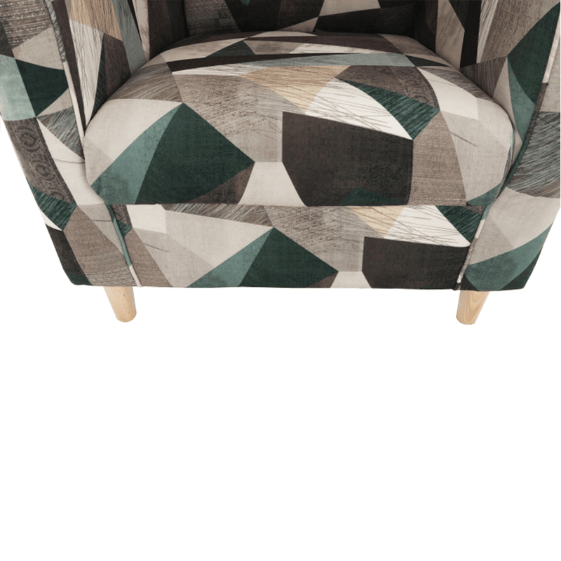 Füles fotel, szövet barna-zöld minta, CHARLOT