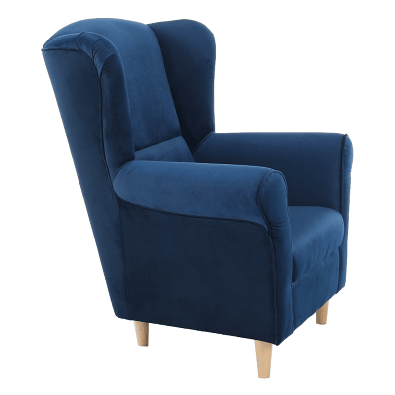 Füles fotel, szövet kék, CHARLOT