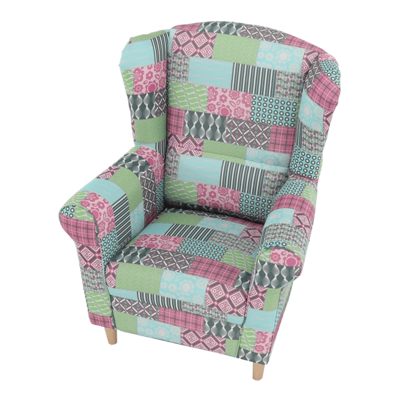 Füles fotel, szövet patchwork, CHARLOT