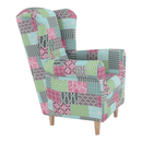 Füles fotel, szövet patchwork, CHARLOT