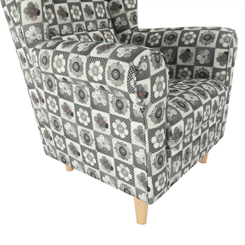 Füles fotel, szövet patchwork N1, CHARLOT