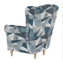 Füles fotel, szövet szürke-kék minta, CHARLOT