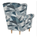 Füles fotel, szövet szürke-kék minta, CHARLOT