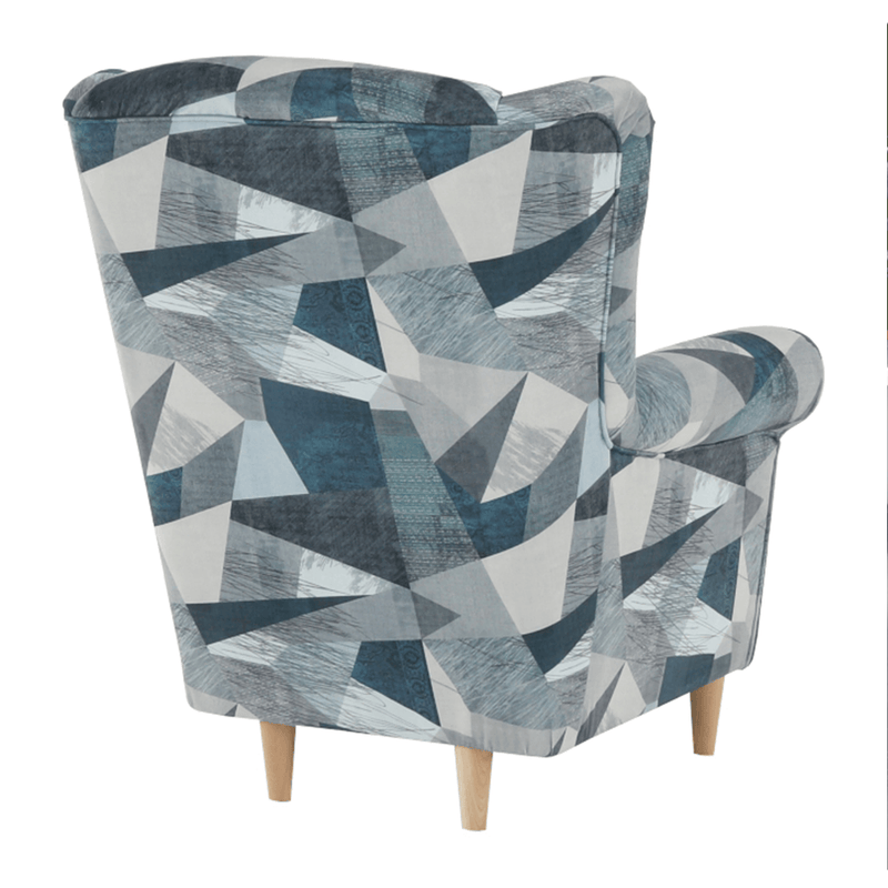 Füles fotel, szövet szürke-kék minta, CHARLOT