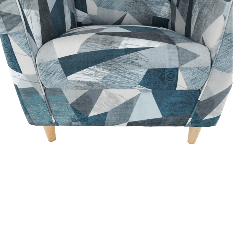 Füles fotel, szövet szürke-kék minta, CHARLOT