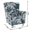 Füles fotel, szövet szürke-kék minta, CHARLOT