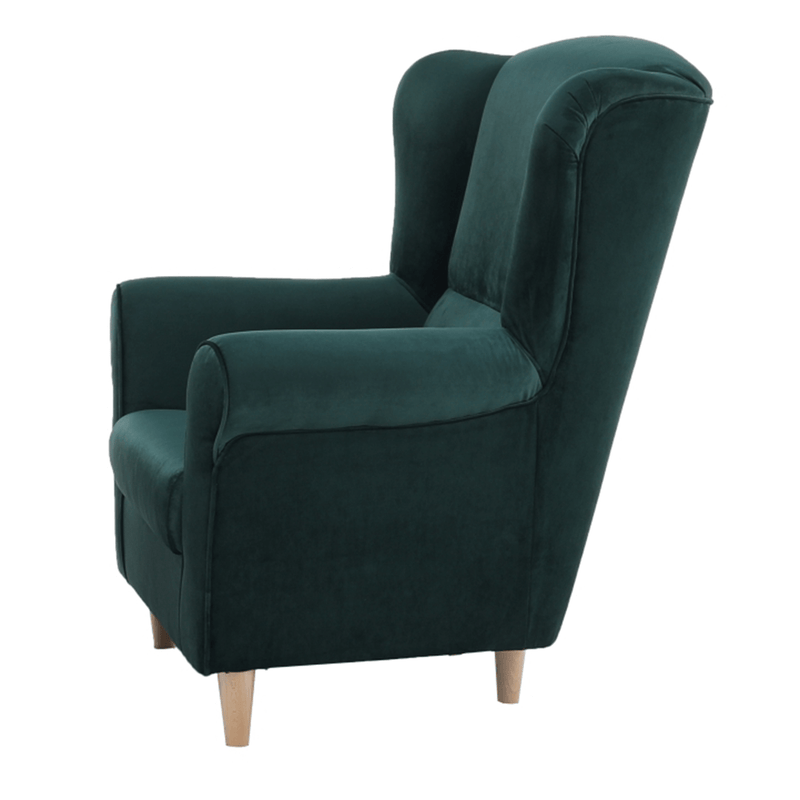 Füles fotel, szövet smaragd, CHARLOT