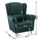 Füles fotel, szövet smaragd, CHARLOT