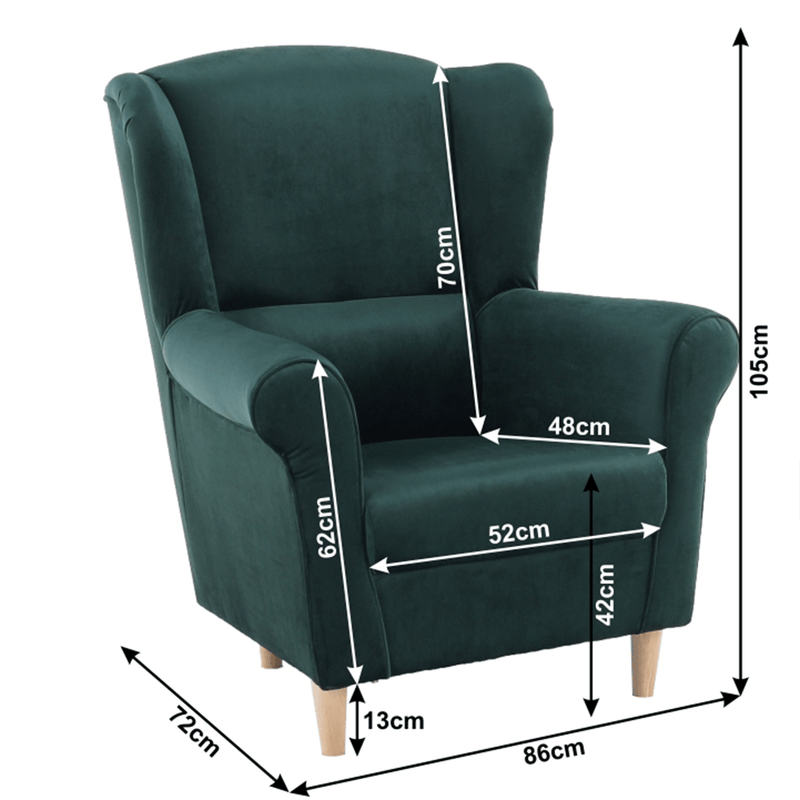 Füles fotel, szövet smaragd, CHARLOT