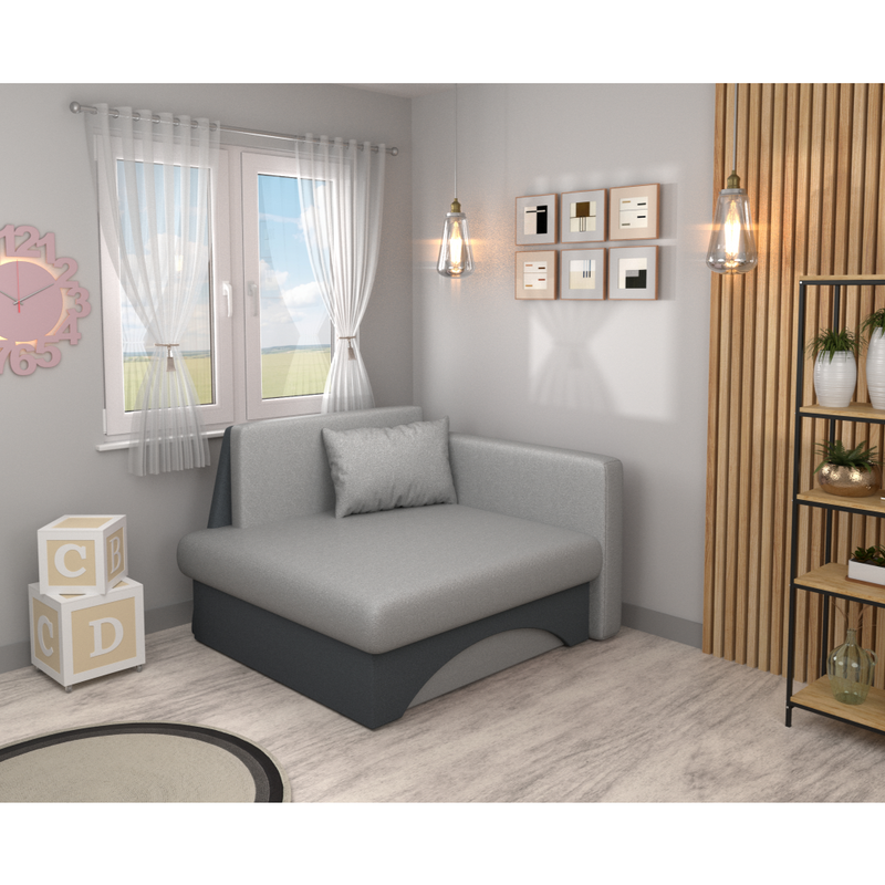 Kinyitható fotel, szürke/sötétszürke, KUBOŠ NEW UNI