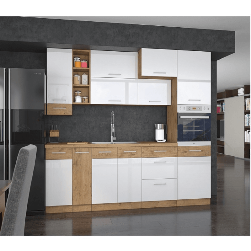 Ajtó beépített mosogatógépre, lancelot tölgy/ fehér extra magas fényű HG, VEGA ZM 570x446
