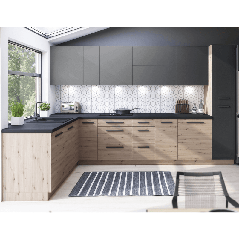 Felső szekrény, artisan tölgy/szürke matt, univerzális, LANGEN G40G