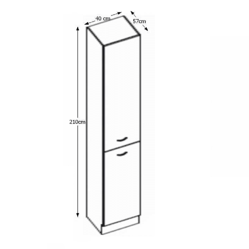 Magas élelmiszerszekrény, bézs magas fényezéssel, PRADO 40 DK-210 2F