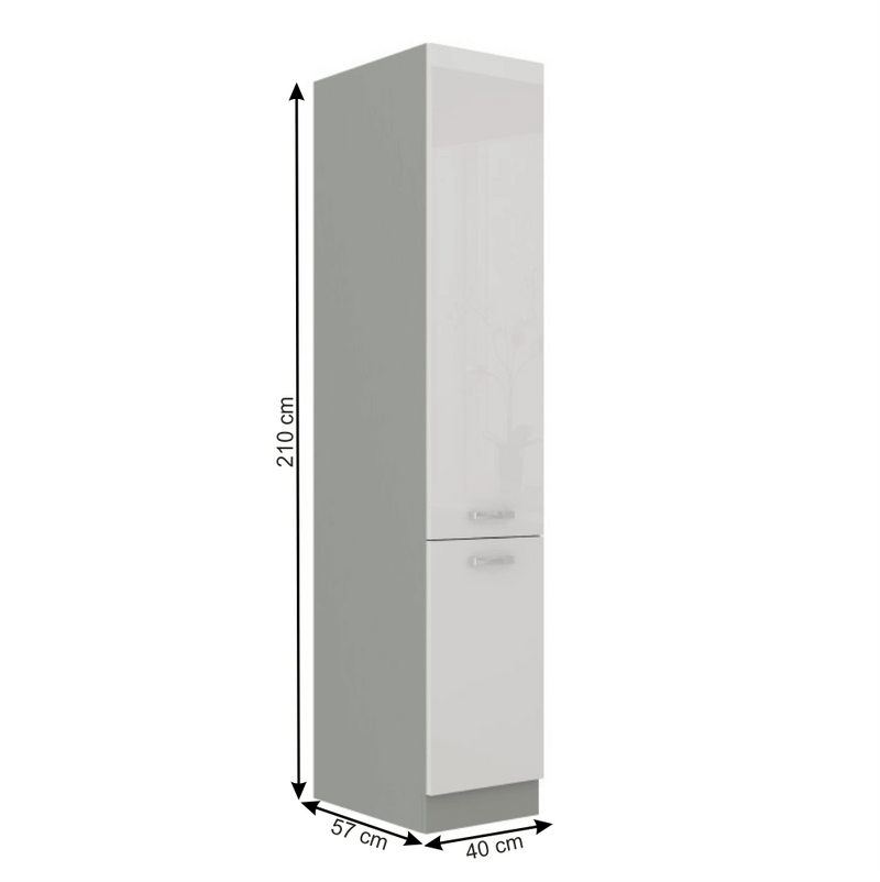 Magas élelmiszer szekrény, fehér magasfényű, PRADO 40 DK-210 2F