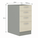 Alsó szekrény, krémszínű magas fényű fehér, PRADO 40 D 4S