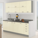 Konyhabútor, bézs extra magas fényű/szürke, PRADO