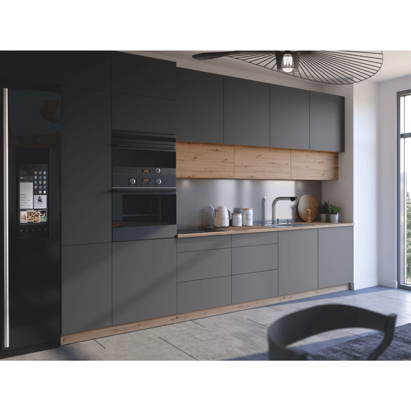 Sarok alsó szekrény, artisan tölgy/szürke matt, LANGEN D90N