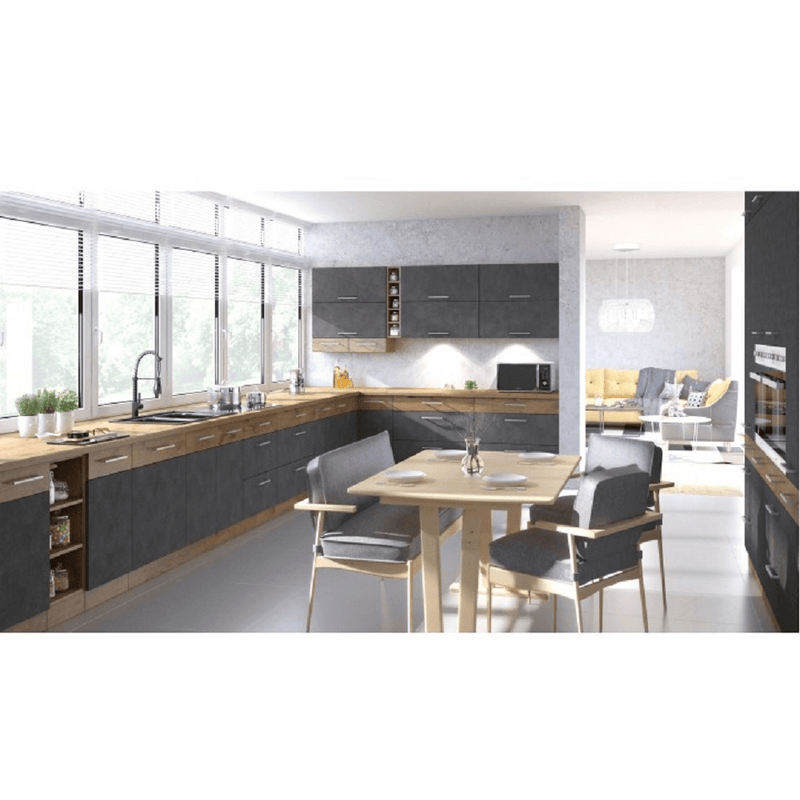 Alsó sarokszekrény, szürke matt/tölgy lancelot, VEGA 90x90 DN 1F BB