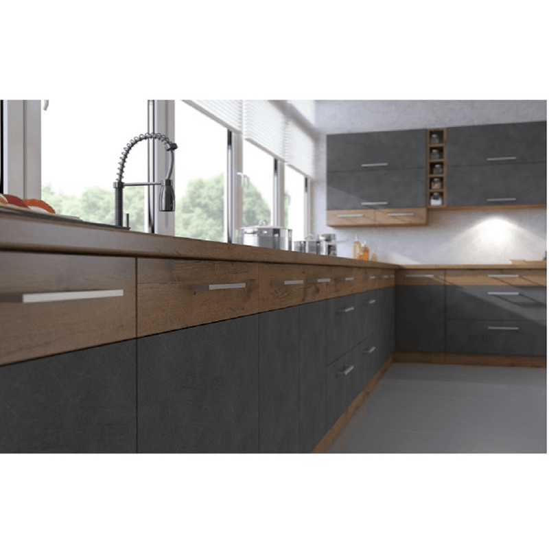 Magas szekrény, tölgy lancelot/szürke matt, VEGA 60 DKS-210 3S 1F