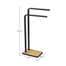 Törölközőtartó, fekete fém/bambusz, LABAV