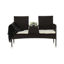 Kerti pad kisasztallal és párnákkal, barna/krém, LALIT