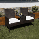 Kerti pad kisasztallal és párnákkal, barna/krém, LALIT