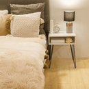 Kisasztal/éjjeliszekrény, fehér/fekete, HONEJ