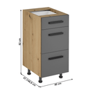 Alsó szekrény, artisan tölgy/szürke matt, fogantyúkkal, LANGEN D40S3 U