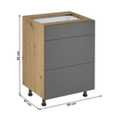 Alsó szekrény, artisan tölgy/szürke matt, LANGEN D60S3 P