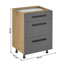 Alsó szekrény, artisan tölgy/szürke matt ,fogantyúkkal, LANGEN D60S3 U