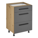 Alsó szekrény, artisan tölgy/szürke matt ,fogantyúkkal, LANGEN D60S3 U