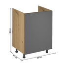 Mosogató szekrény, artisan tölgy/szürke matt, univerzális, LANGEN D60Z