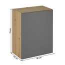 Felső szekrény, artisan tölgy/szürke matt, univerzális, LANGEN G60