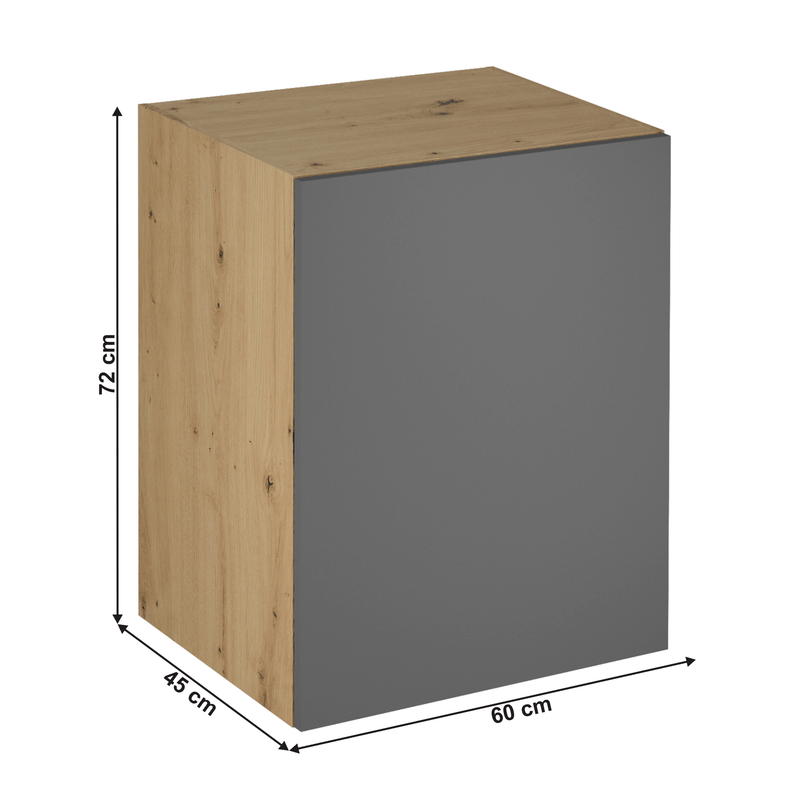 Felső szekrény, artisan tölgy/szürke matt, univerzális, LANGEN G60G