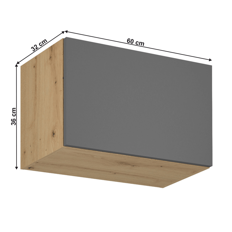 Felső szekrény, artisan tölgy/szürke matt, LANGEN G60KN