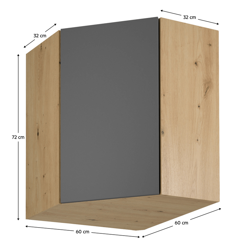 Felső szekrény, artisan tölgy/szürke matt, LANGEN G60N